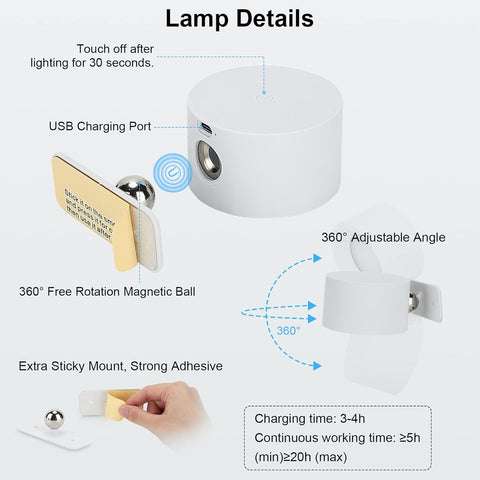 Magnetic LED wall lamp easily detachable from its base for flexible lighting options