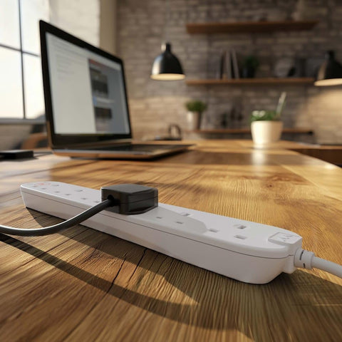 Masterplug Six Socket Extension Lead, 2 Metre Cable, Surge Protection, Power and Surge LED Indicators, Unswitched, 6 Way Plug Extension Cable, Power Strip, White, 13A, 6G, 2m, SRG62N