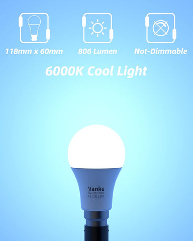 B22 LED Light Bulb 9W 6000K Cool White 6 Pack