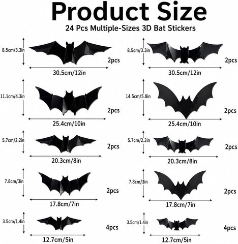 24PCS Halloween LED 3D Bat Wall Decorations – Glowing Purple Light-Up Bats with Removable Adhesives for Indoor Halloween Parties, Home, Bar & Party Décor