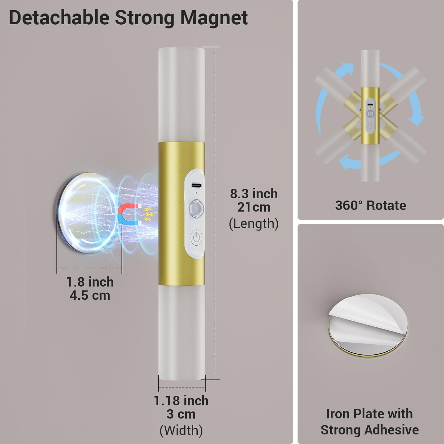 Sensor Sconce Rechargeable Motion Sensor Wall Sconces with Remote Control, Gold