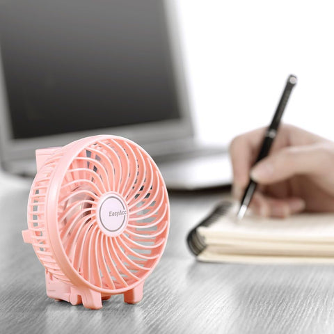EasyAcc Handheld Fan USB Fans Portable Hand Fan 3 Speeds 180° Foldable with 6 Blades Personal Electric Mini Outdoor Fan with Rechargeable Battery Foldable Handle Desktop for Home Travel Outdoor - Pink