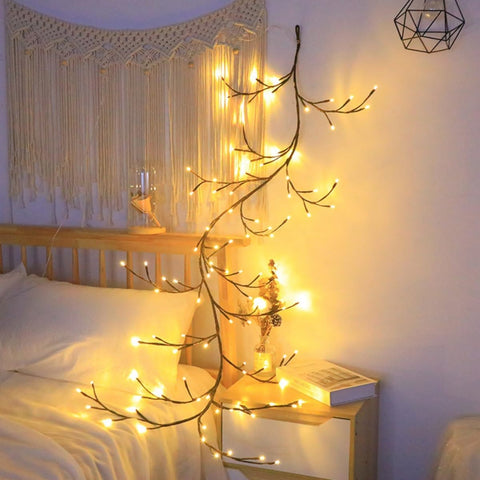 ENEN Twig String Fairy Lights 2.3m 144 LED Warm White Willow Vine Lights with Remote & 8 Modes – Bendable Indoor Wall, Bedroom & Home Décor
