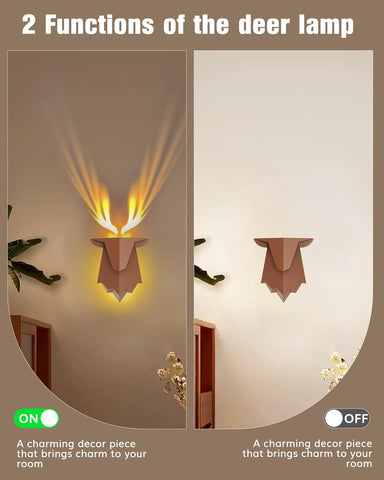 No-Drill Reindeer Wall Light LED Night Lamp with Remote