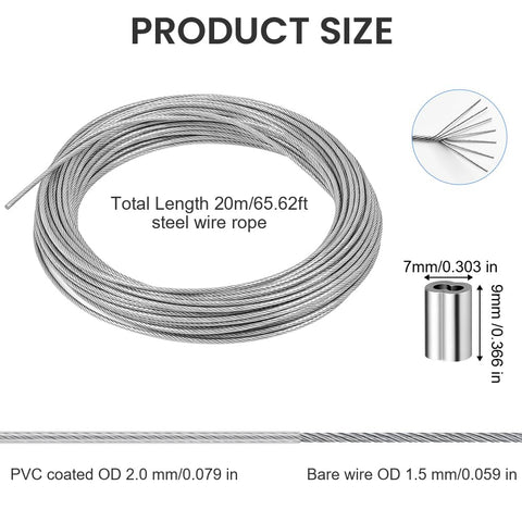 2mm Stainless Steel Catenary Support Wire for Festoon Lights – 10m, 20m & 30m PVC Coated Hanging Cable for Gardens, Patios & Pergolas