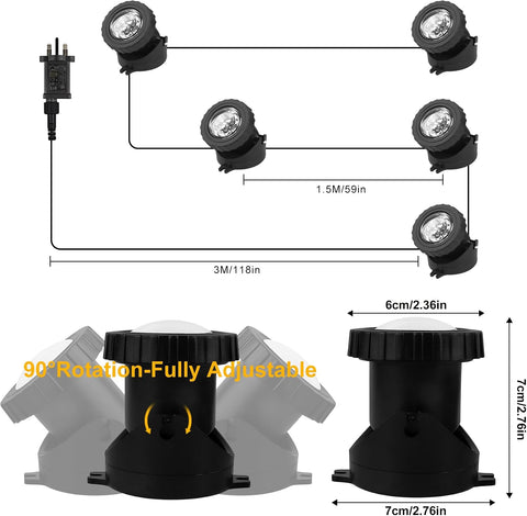 NATPOW RGB Underwater Pond Lights, 5 Pack IP68 Waterproof Submersible LED Spotlights with APP & Remote Control for Ponds, Fountains, Aquariums & Gardens