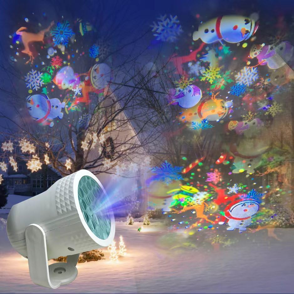 Christmas Projector Light with 20 Rotating Patterns – Colourful LED Christmas Projection Light for Indoor & Outdoor Festive Decorations