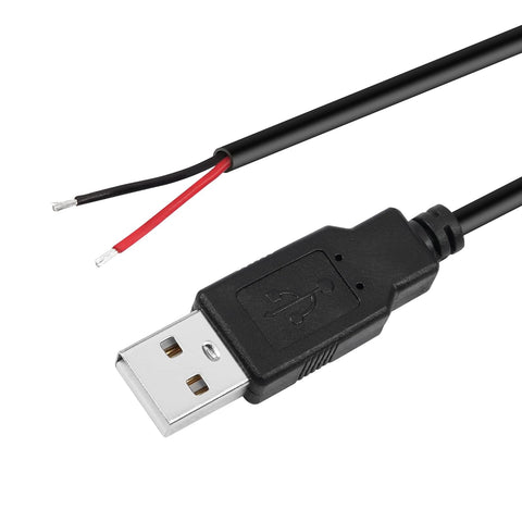 RIIEYOCA USB 2.0 Male Plug 2-Pin Bare Wire Power Data Cable for Equipment DIY Pigtail Replace Repair (1M)