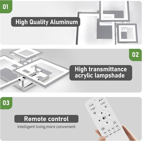 LED ceiling light fixture with remote control on a gray background