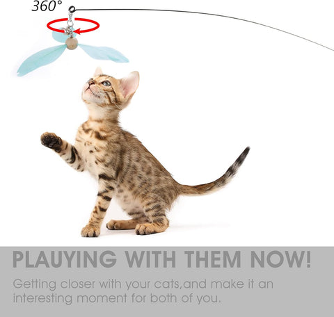 Cobee Interactive Cat Wand with Feather Refills (Blue+Pink)