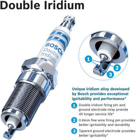 BOSCH 9613 Double Iridium Fine Wire Spark Plug – Pack of 4