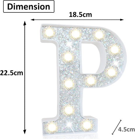 LED Marquee Letter Light Silver P - Battery Powered Night Light