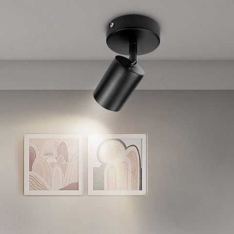 Matt Black Adjustable Wall Spotlight – Indoor GU10 Light Fitting, Rotatable Ceiling/Wall Spot Lamp for Kitchen, Lounge, Bedroom