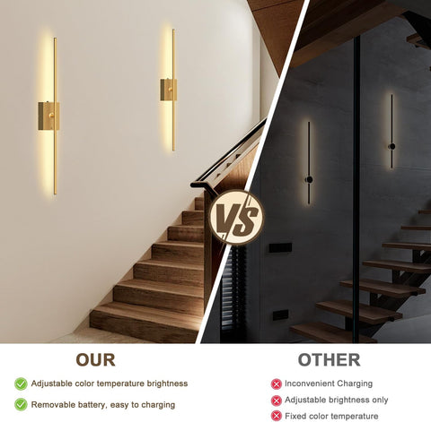 Wireless Battery Operated Wall Sconce with Remote Gold