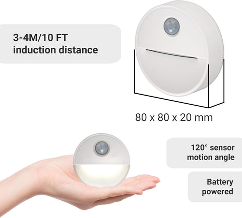 Motion Sensor Night Light Pack of 3 – Battery LED Stick-On Cold White