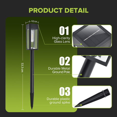 UME 8 Packs Garden Solar Lights, Glass Metal LED Solar Path Lights, 3000K Warm White, Waterproof Solar Lights Outdoor Garden for Yard, Walkway, Patio, Driveway, Lawn