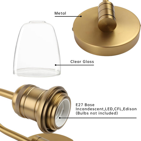 JIMUBEAM 1-Light Industrial Wall Sconce with Clear Glass Shade