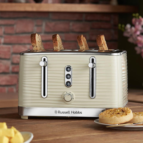 Inspire 4 Slice Toaster Cream – Extra Wide Slots, High Lift, 6 Browning Levels, 1800W, LED Buttons, Premium Textured Finish