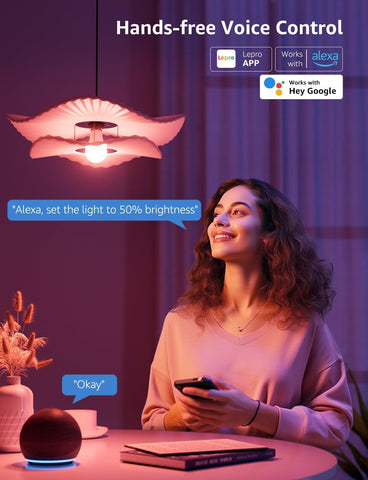 Lepro B22 AI Smart Bulb, Color Changing WiFi 806lm