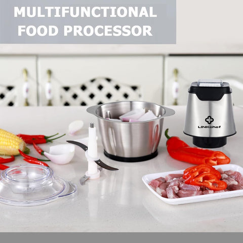 LINKChef Mini Food Chopper – 400W, 1.2L Stainless Steel Bowl, 4 Blades, Electric Processor for Meat, Vegetables & Baby Food