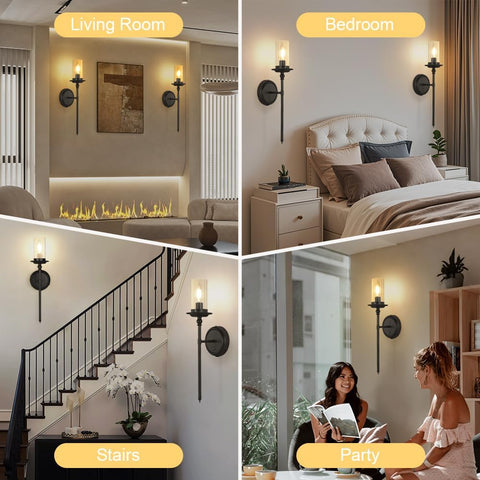 Rechargeable Battery Wall Sconce Set of 2 with Remote