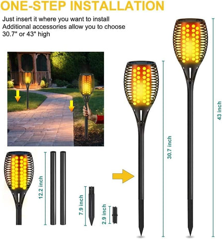 Aityvert Flickering Flame Solar Torch Lights Outdoor, 43" Tall, 8 Pack