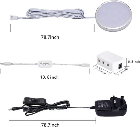 Under Cabinet Lighting Kit 6 Pack Dimmable Puck Lights with Remote