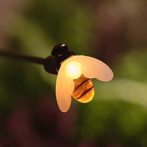 Lights4fun Solar Bee Wavy Stake Light with Warm White LEDs, Outdoor Decorative Garden Stake Light for Flower Beds & Patios