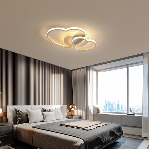 64W Heart-Shaped Dimmable LED Ceiling Light Chandelier White with Remote Control for Bedroom, Dining Room, Kitchen