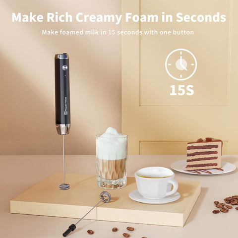 Rechargeable Milk Frother Handheld Electric Drink Mixer USB-C Whisk