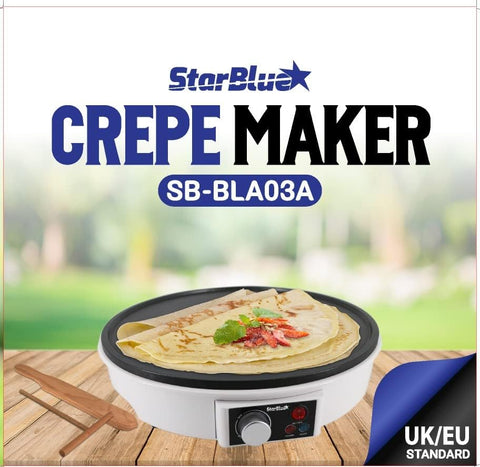 StarBlue 30.5cm White Electric Pancake & Crepe Maker 1000W – Adjustable Thermostat