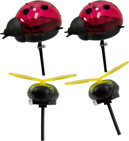 Solar Garden Stake Lights Decorative Ladybird and Bee Designs Outdoor Solar-Powered LED Lighting for Garden, Pathway (Pack of 4: 2 Ladybug + 2 bee)