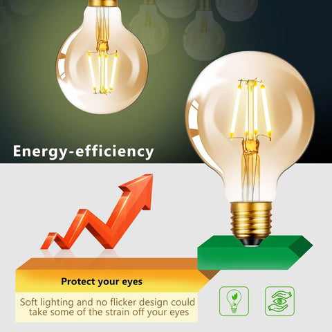Vintage Edison LED Light Bulb E27 6W G80 Globe 2800K