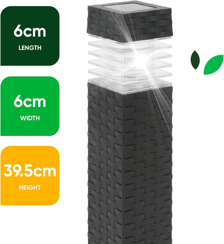 Solar Rattan Stake Lights, Pack of 4 Solar Garden Lights Outdoor Waterproof, White LED Solar Powered Pathway Lights for Garden & Borders