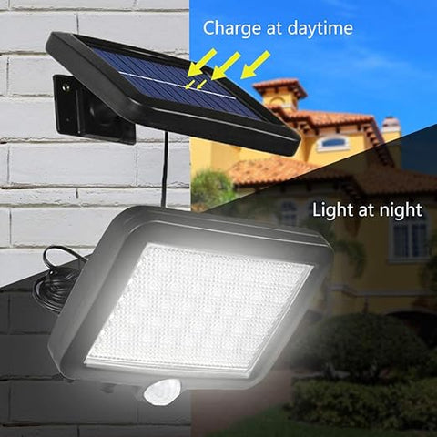 Solar light illuminating a driveway at night

