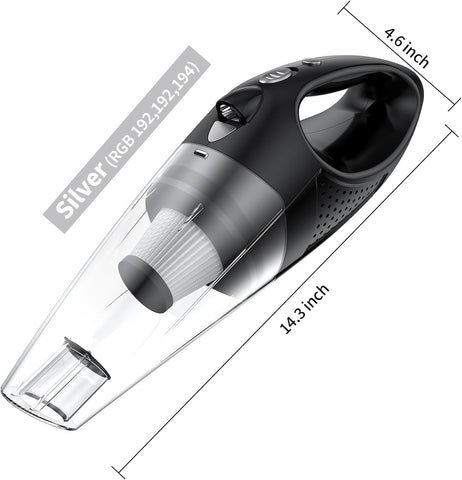 Powools Silver Handheld Cordless Vacuum Cleaner with LED Light