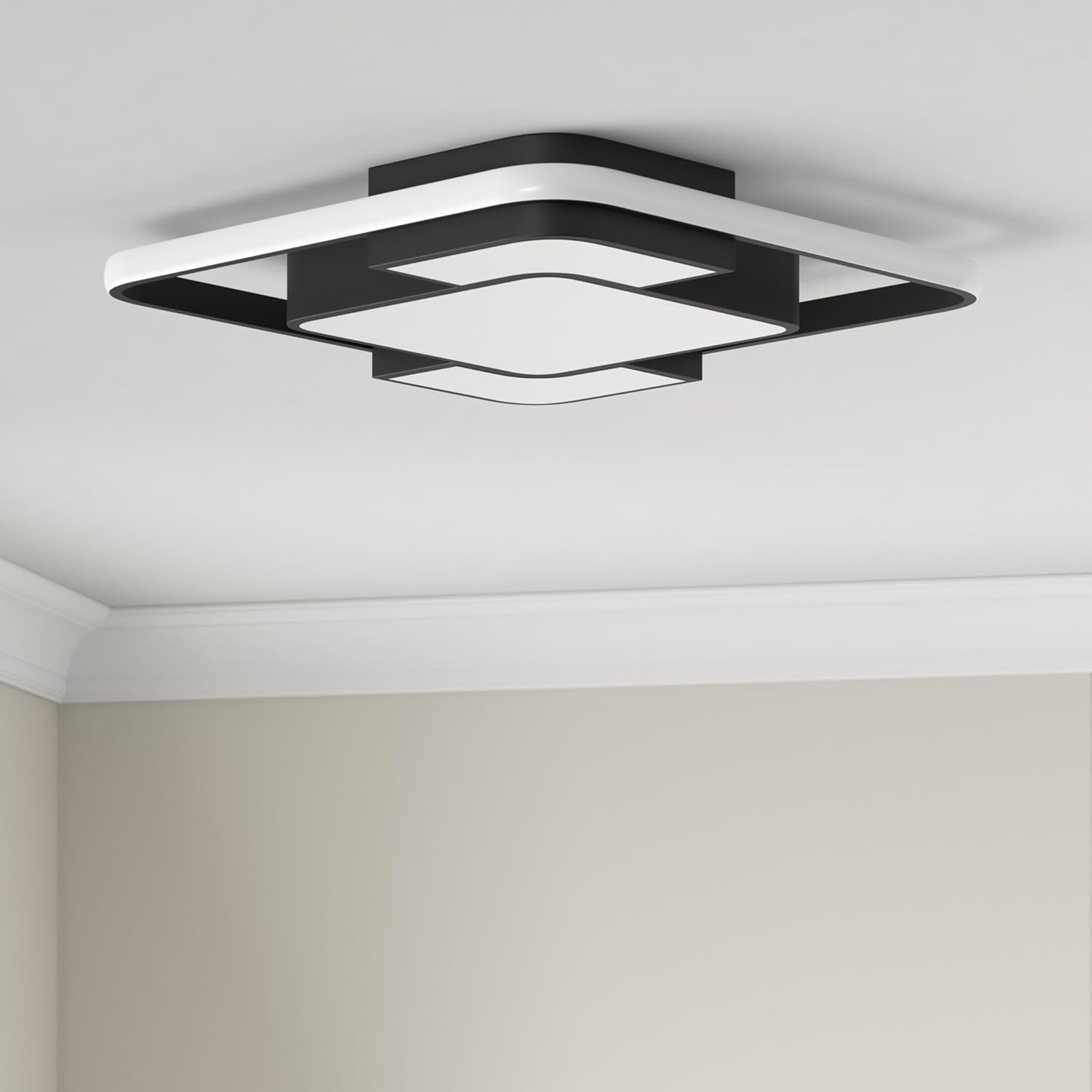Modern square ceiling light fixture on a neutral background