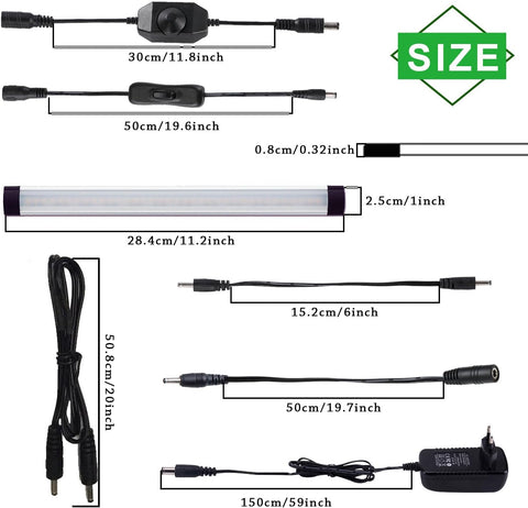 Under Cabinet Kitchen Lights 28cm LED Dimmable Warm White Plug-in Ultra Thin Bars 3 Pack