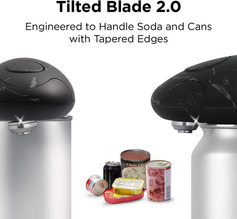 Kitchen Mama Auto 2.0 Electric Can Opener – Hands-Free, Smooth-Edge, Tilted Blade 2.0, Food-Safe, Battery Operated – Marble Black