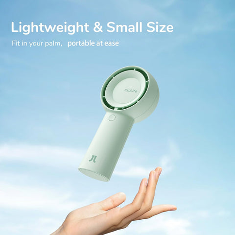 JISULIFE Handheld Turbo Fan [16H Max Cooling Time] Mini Portable Hand, 4000mAh USB Rechargeable Personal, Battery Operated Small Pocket with 5 Speeds for Travel/Outdoor - Green