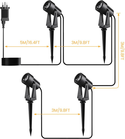4 Pack 14M/46FT Garden Lights Mains Powered with Adapter