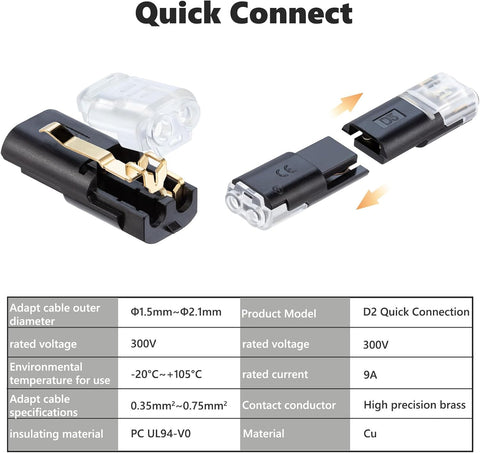 40 Pcs Waterproof 2-Pin Automotive Wire Connectors
