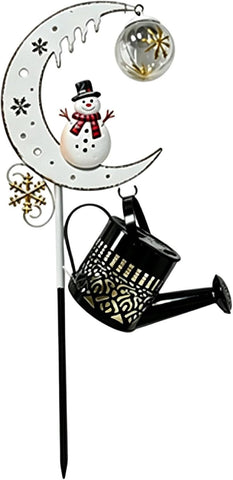 Solar Garden Lights - Metal Santa Snowman Design - Funny Outdoor Decor
