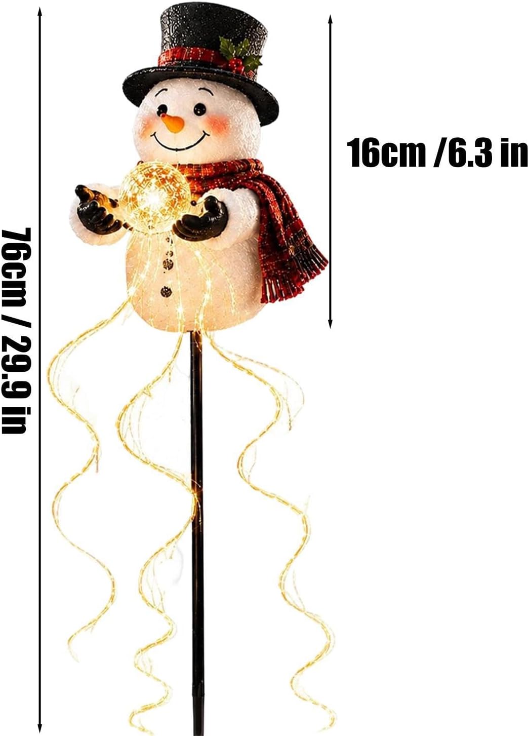 Solar Stake Lights, Christmas Snowman Shape Pathway Fountain Lighting with