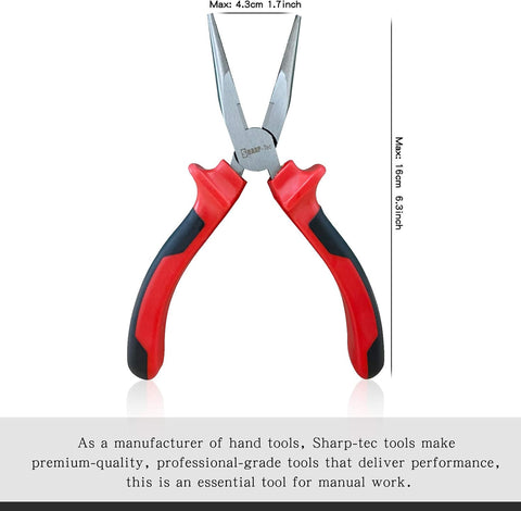 Sharp-tec 160mm Long Nose Pliers with Soft Grip Handles