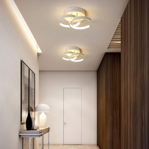 2-Light LED Ceiling Lights Modern Flush Mount Ceiling Lamp Metal Ceiling Lighting Fixture for Living Room Bedroom Office Hallway,White+Warm White-18W
