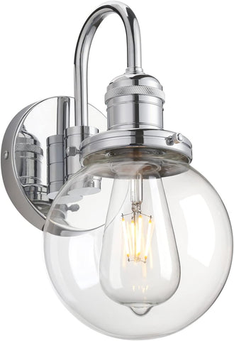 Yosoan Lighting Modern Vintage Industrial Globe Sconce Wall Light Fitting with 5.9” Clear Glass Lampshade, for Office Home Kitchen Living Room Bedroom Loft Bar
