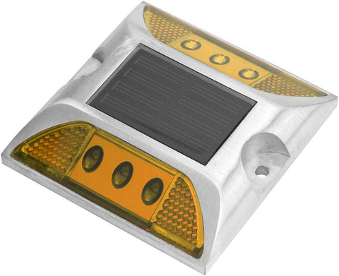 Tiiyee Ground Lights,led Solar Power Ground Marker Road Reflector Waterproof Outdoor Driveway Road Highway Spike Automatic Lamp Warning Step Long Viewing Distance for Dock Sidewalk Garde (yellow)