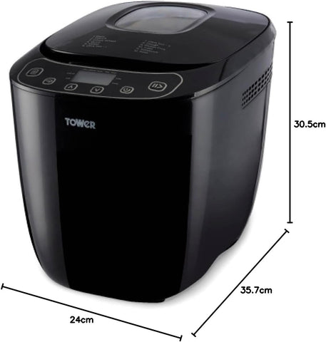 Digital Bread Maker 550W with 12 Programs, 13H Delay Timer, 60 Min Keep Warm, Non-Stick Pan & Crust Control – Black