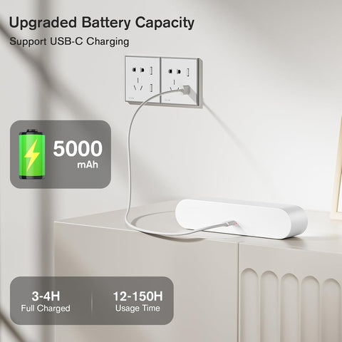 Battery Operated Wall Lights, Wireless LED Wall Sconce Set of Two, Rechargeable Wall Sconces for Living Room, 5 Colors Dimmable Wall Lamps for Bedroom, White 2 Pack